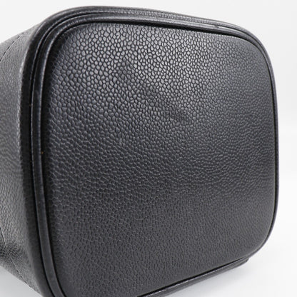 Chanel Vintage Timeless Cosmetic Case Caviar, BLACK, LEATHER, Toiletry Case