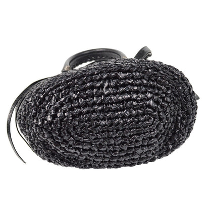 Balenciaga Le Cagole Panier Raffia with Leather, BLACK, LEATHER, Tote bag