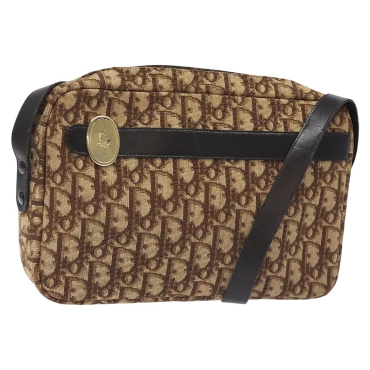 Christian Dior Vintage Trotter Shoulder Bag Canvas, BROWN, CANVAS, Shoulder bag