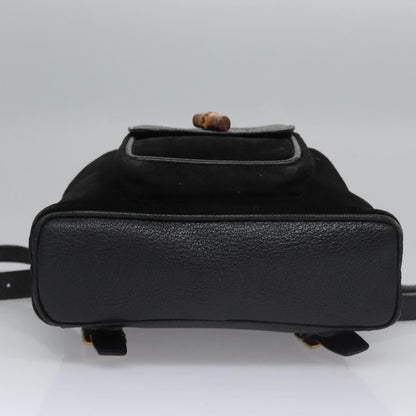 Gucci Gucci bamboo backpack daim, BLACK, SUEDE, Backpack