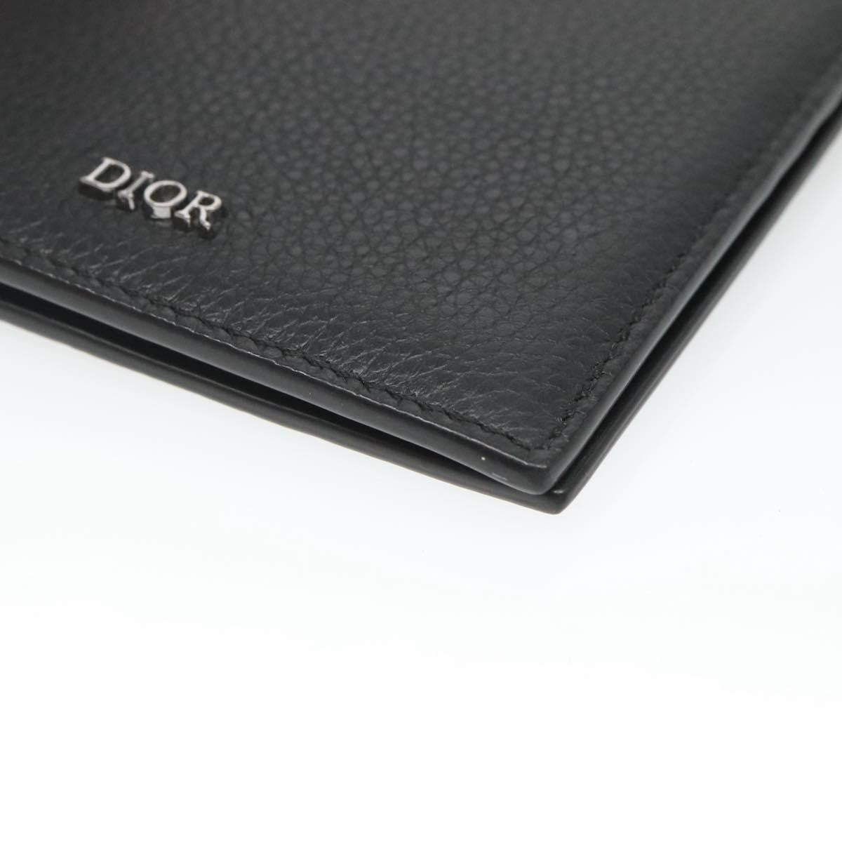 Christian Dior Bifold Card Holder Leather, BLACK, LEATHER, Card Holders