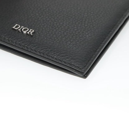 Christian Dior Bifold Card Holder Leather, BLACK, LEATHER, Card Holders