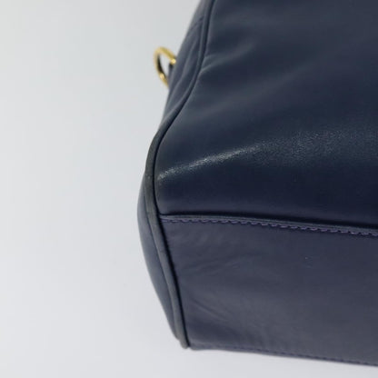 Celine Circle Logo Handbag Leather, BLUE, LEATHER, Handbag