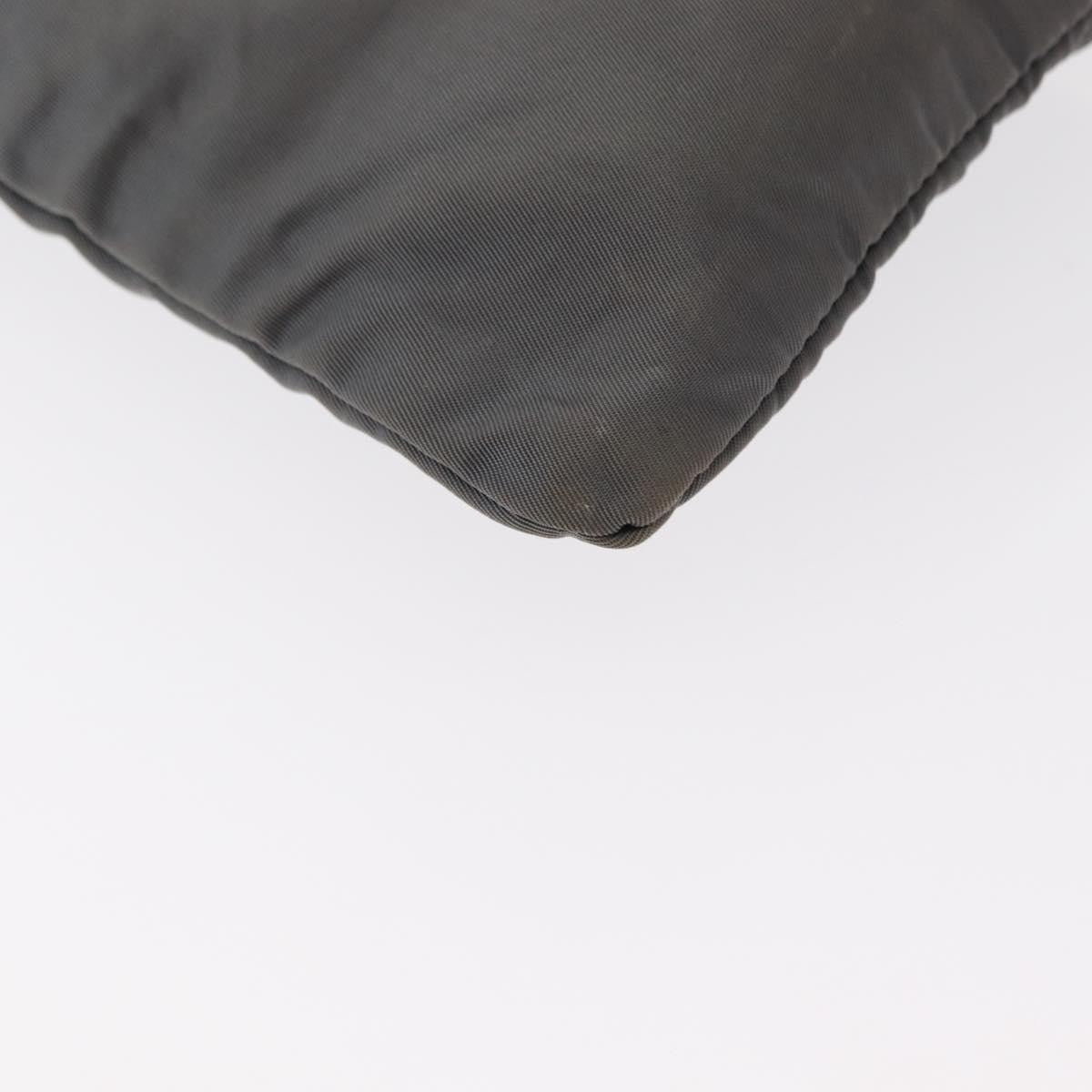 Prada Front Zip Convertible Flat Messenger Tessuto with Leather, GRAY, NYLON, Shoulder bag