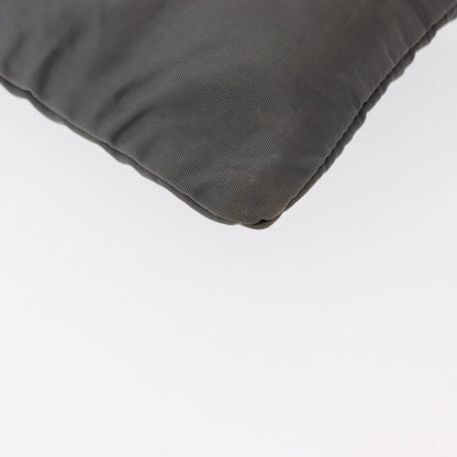 Prada Front Zip Convertible Flat Messenger Tessuto with Leather, GRAY, NYLON, Shoulder bag