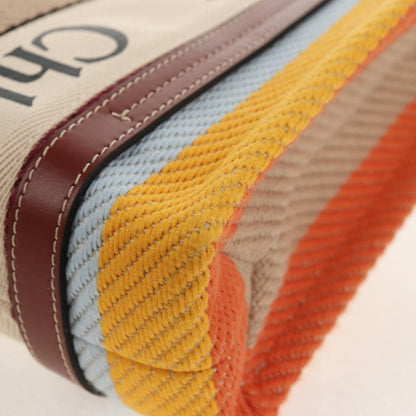 Chloe Woody Tote Canvas with Leather, MULTICOLOUR, CANVAS, Tote bag