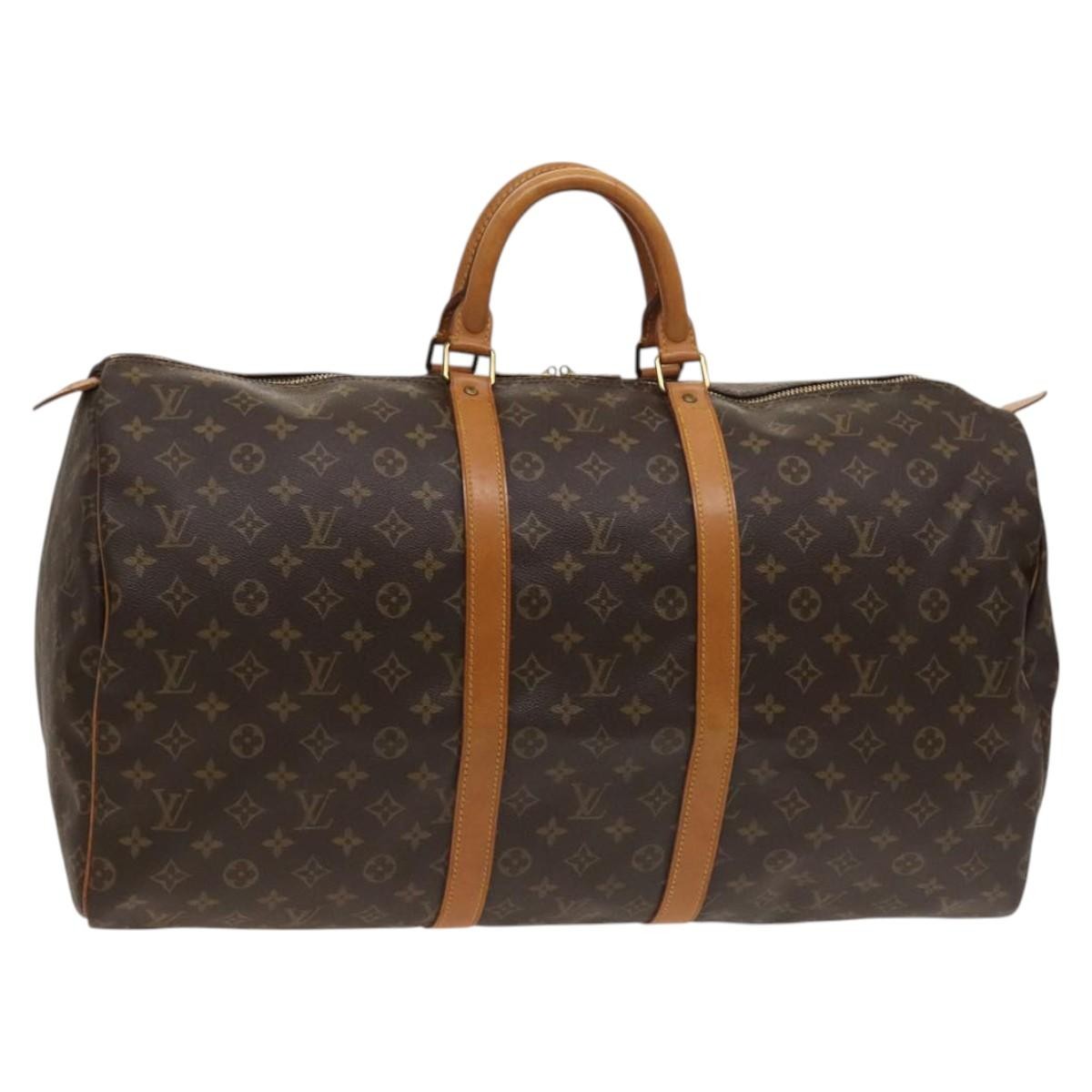 Louis Vuitton Keepall Bag Monogram Canvas, BROWN, CANVAS, Travel bag