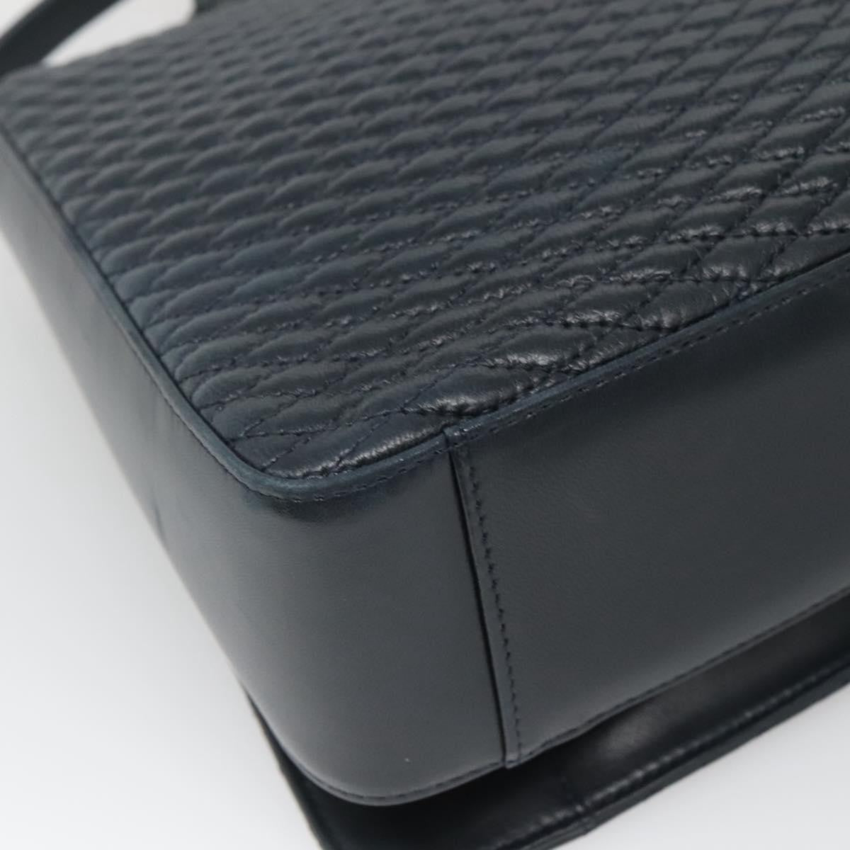 Bally Vintage Handbag Quilted Leather, NAVY, LEATHER, Handbag