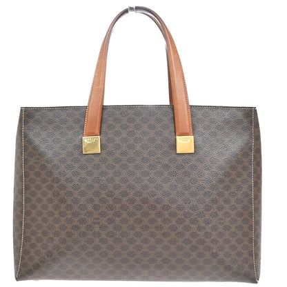 Celine Vintage Macadam Handbag Leather, BROWN, PVC, Handbag