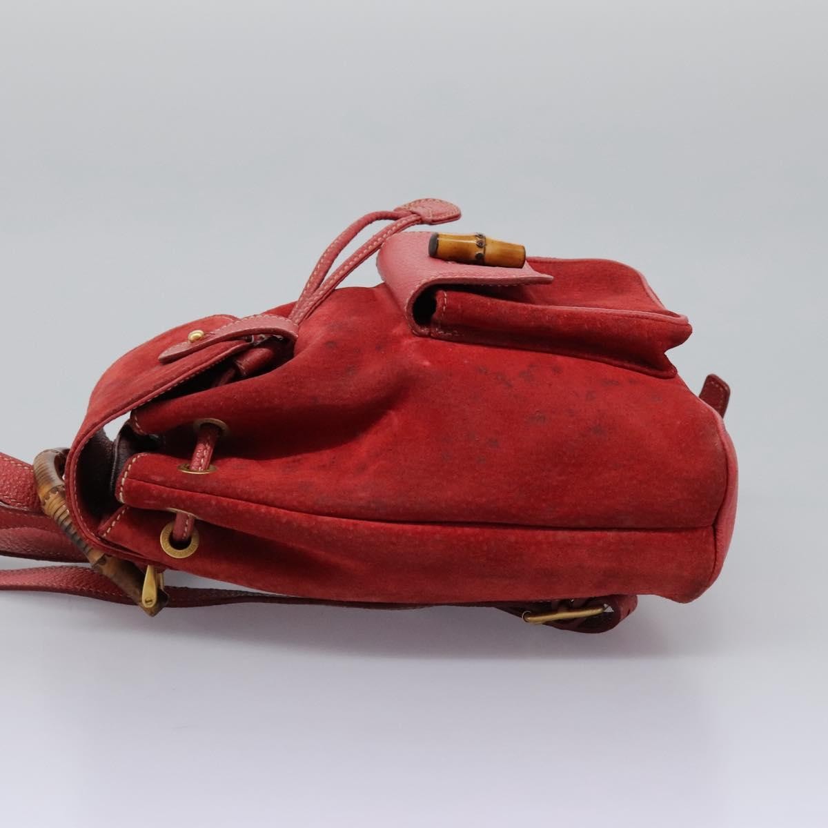 Gucci Vintage Bamboo Backpack Suede, RED, SUEDE, Backpack