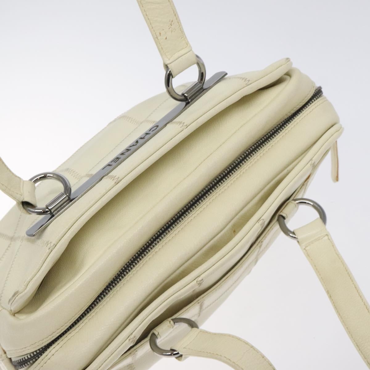 Chanel Chocolate Bar CC Bowler Bag Caviar skin, WHITE, LEATHER, Handbag