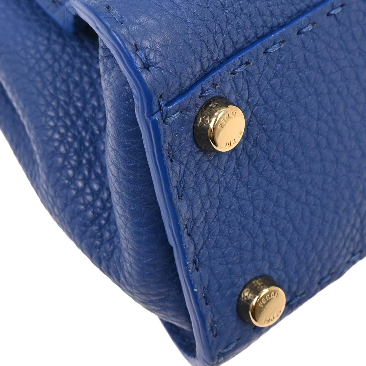 Fendi Selleria Peekaboo Bag Rigid Leather, BLUE, LEATHER, Handbag