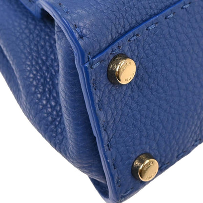 Fendi Selleria Peekaboo Bag Rigid Leather, BLUE, LEATHER, Handbag