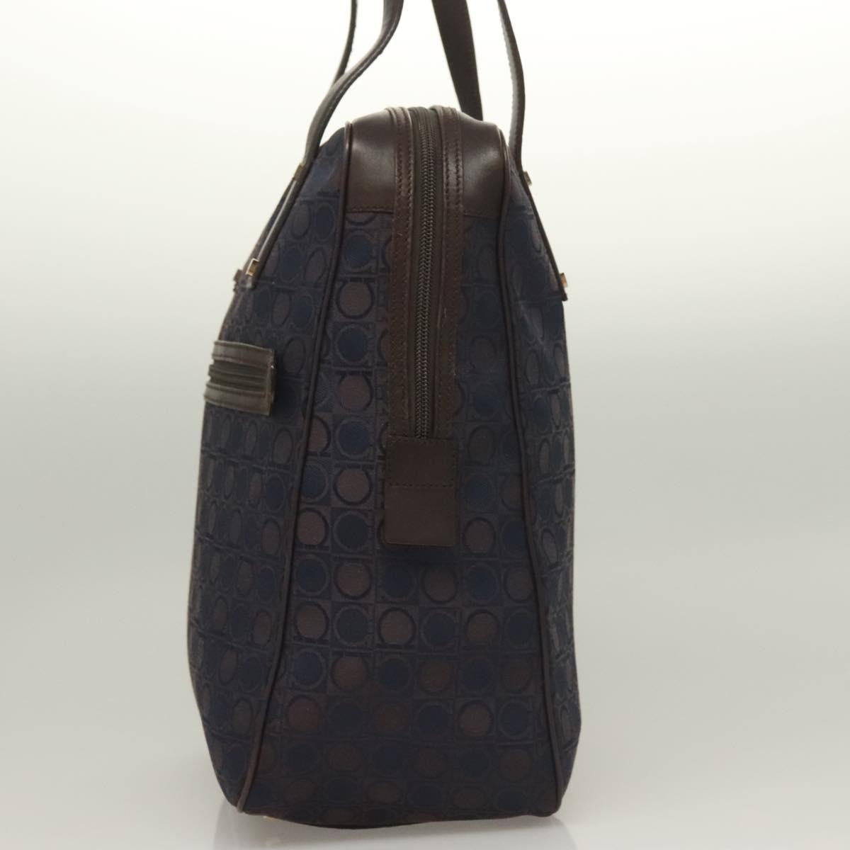 Salvatore Ferragamo Gancini handbag Canvas and Leather, NAVY, CANVAS, Handbag