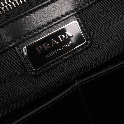 Prada Convertible Zip Around Briefcase Saffiano Leather, BLACK, LEATHER, Handbag
