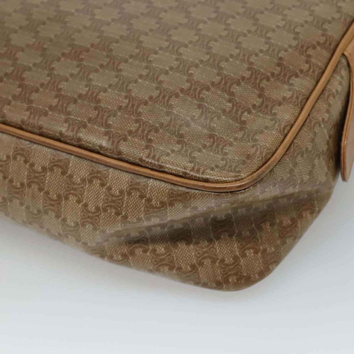 Celine Vintage Macadam Shoulder Bag Canvas and Leather, Beige, Canvas, Shoulder Bag