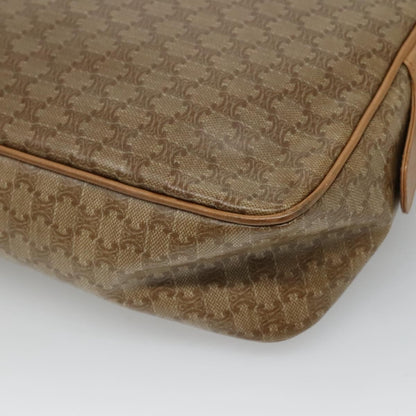 Celine Vintage Macadam Shoulder Bag Canvas and Leather, Beige, Canvas, Shoulder Bag