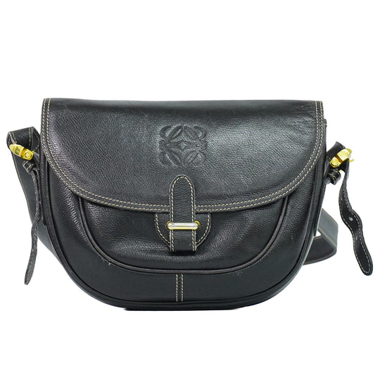 Loewe Anagram Shoulder Bag Leather, Black, Leather, Shoulder Bag