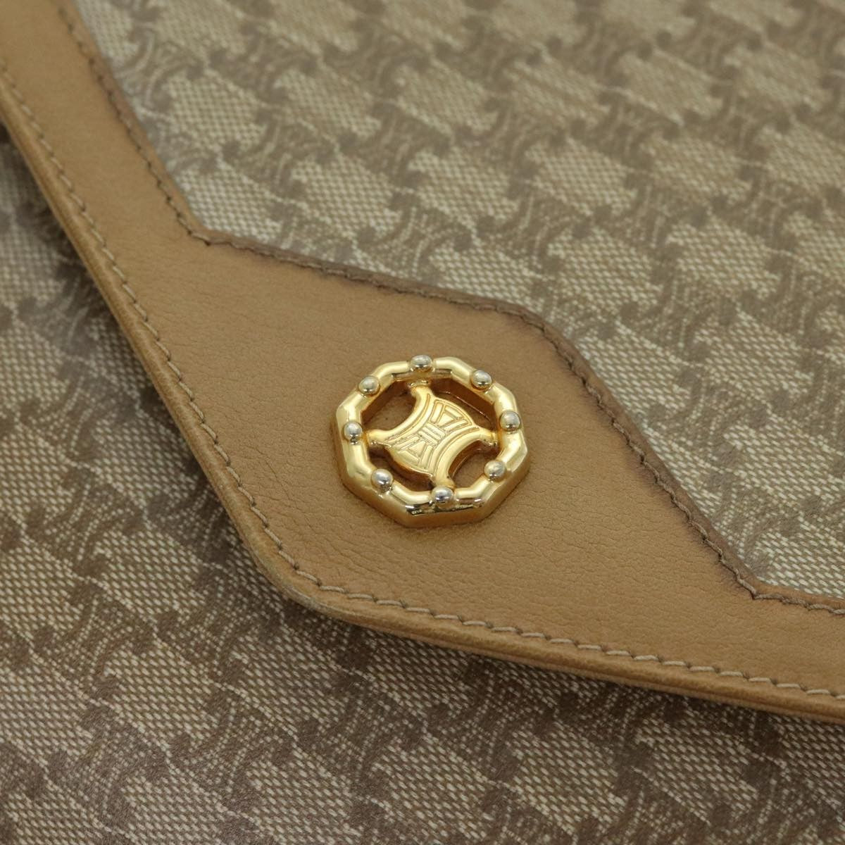 Celine Macadam Shoulder Bag Canvas, BEIGE, CANVAS, Shoulder bag