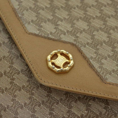 Celine Macadam Shoulder Bag Canvas, BEIGE, CANVAS, Shoulder bag