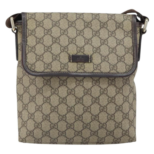 Gucci Flap Messenger GG Coated Canvas, BEIGE, PVC, Shoulder bag