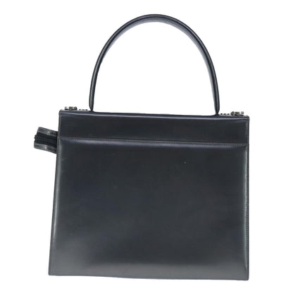 Salvatore Ferragamo Gancini handbag Leather, BLACK, LEATHER, Handbag