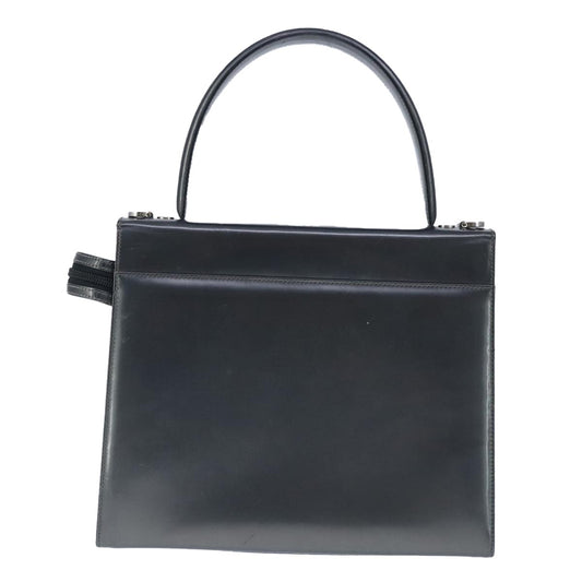 Salvatore Ferragamo Gancini handbag Leather, BLACK, LEATHER, Handbag