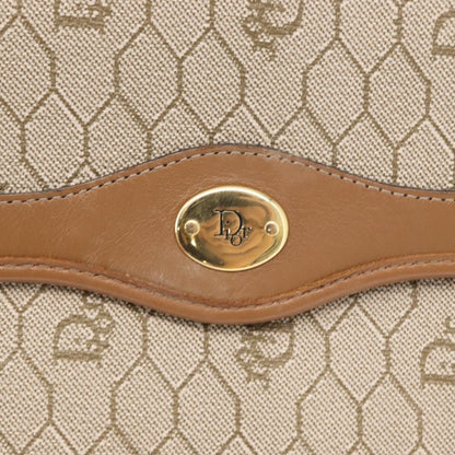 Christian Dior Vintage Honeycomb Handbag Canvas Leather, BEIGE, CANVAS, Handbag