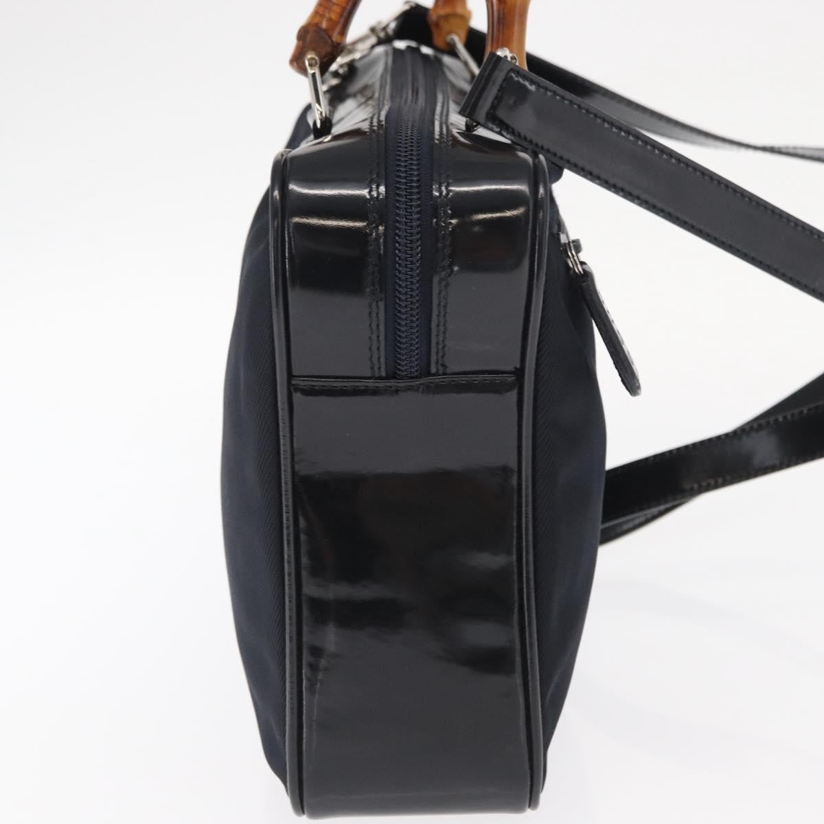 Gucci Vintage Bamboo Handle Bag Nylon, BLACK, NYLON, Handbag