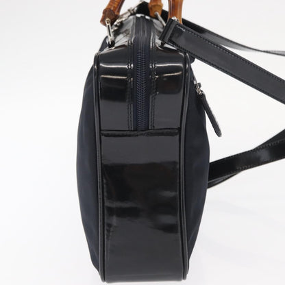 Gucci Vintage Bamboo Handle Bag Nylon, BLACK, NYLON, Handbag