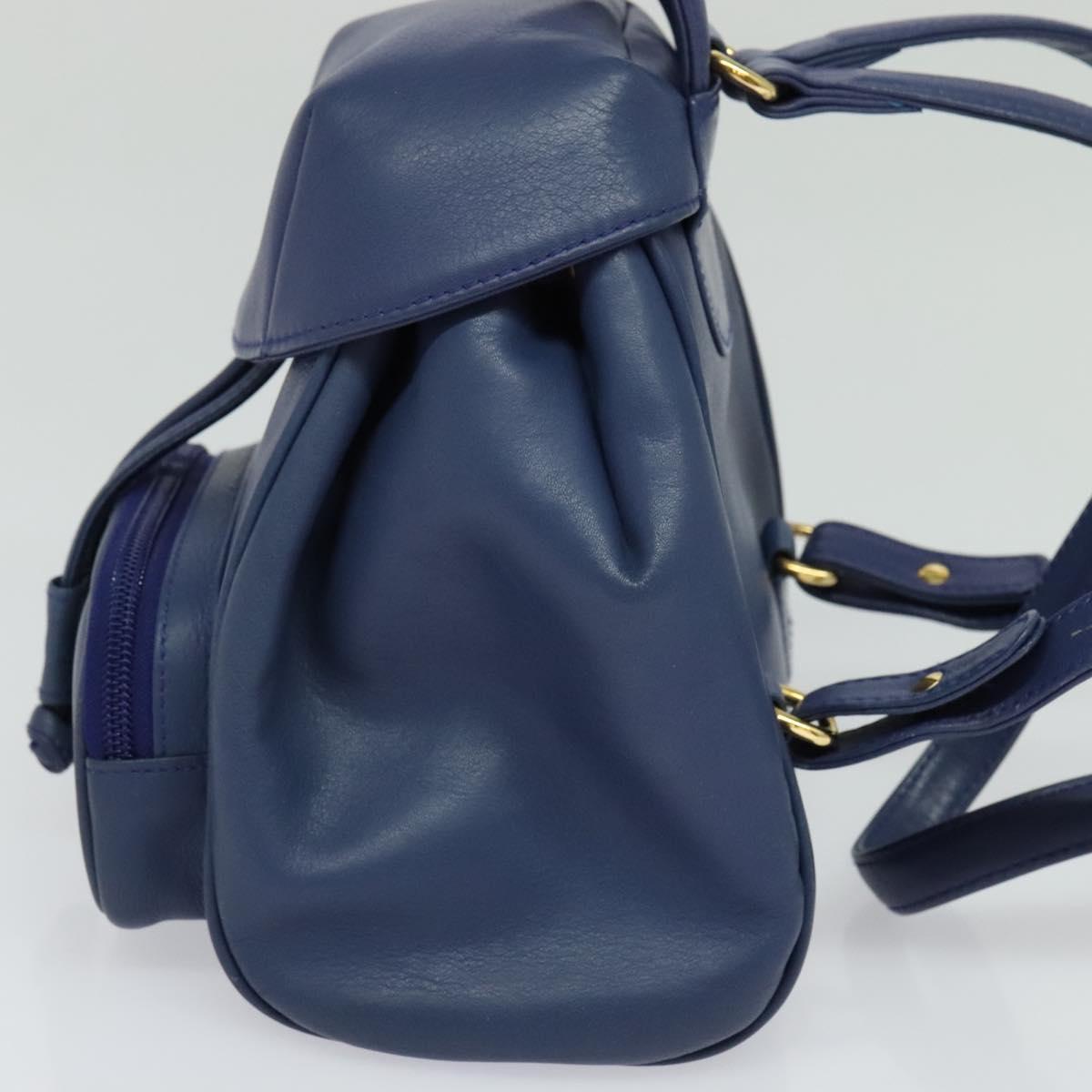 Christian Dior Vintage Flap Backpack Leather, BLUE, LEATHER, Backpack