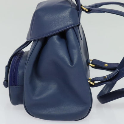 Christian Dior Vintage Flap Backpack Leather, BLUE, LEATHER, Backpack