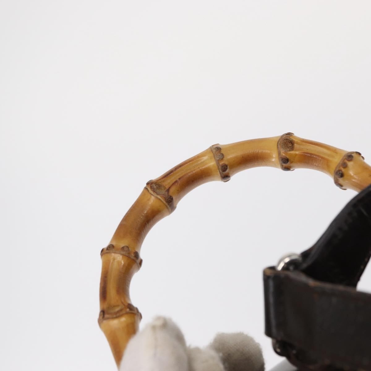 Gucci Vintage Bamboo Backpack Nylon and Patent Leather, BLACK, NYLON, Backpack