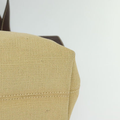 Chanel Vintage CC Tote Canvas with Leather, BEIGE, CANVAS, Tote bag