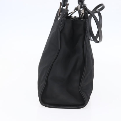 Gucci Vintage Bamboo Handle Tote Nylon, BLACK, NYLON, Handbag