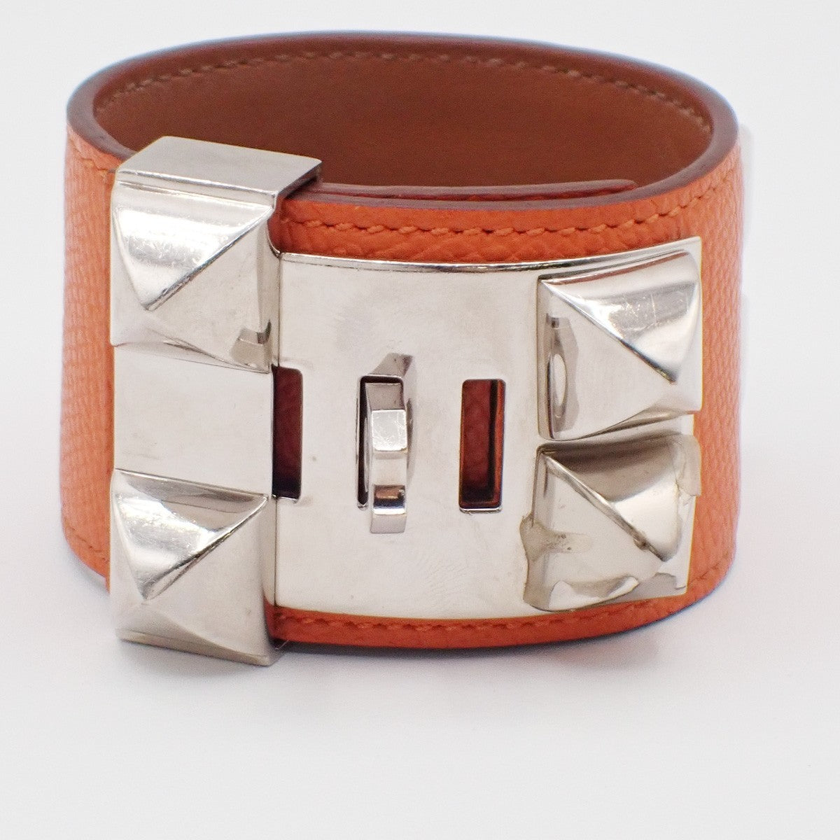 Hermes Collier de Chien Bracelet Leather, ORANGE, LEATHER, Bracelet
