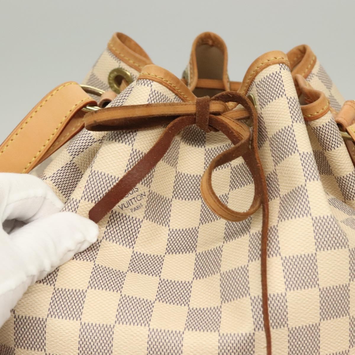 Louis Vuitton Noe Handbag Damier, WHITE, CANVAS, Shoulder bag