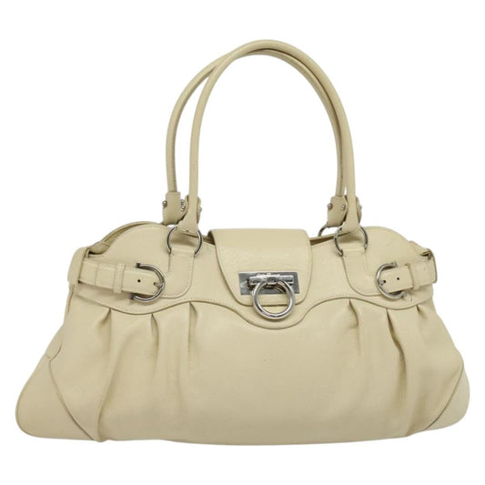 Salvatore Ferragamo Marisa Satchel Leather, BEIGE, LEATHER, Tote bag