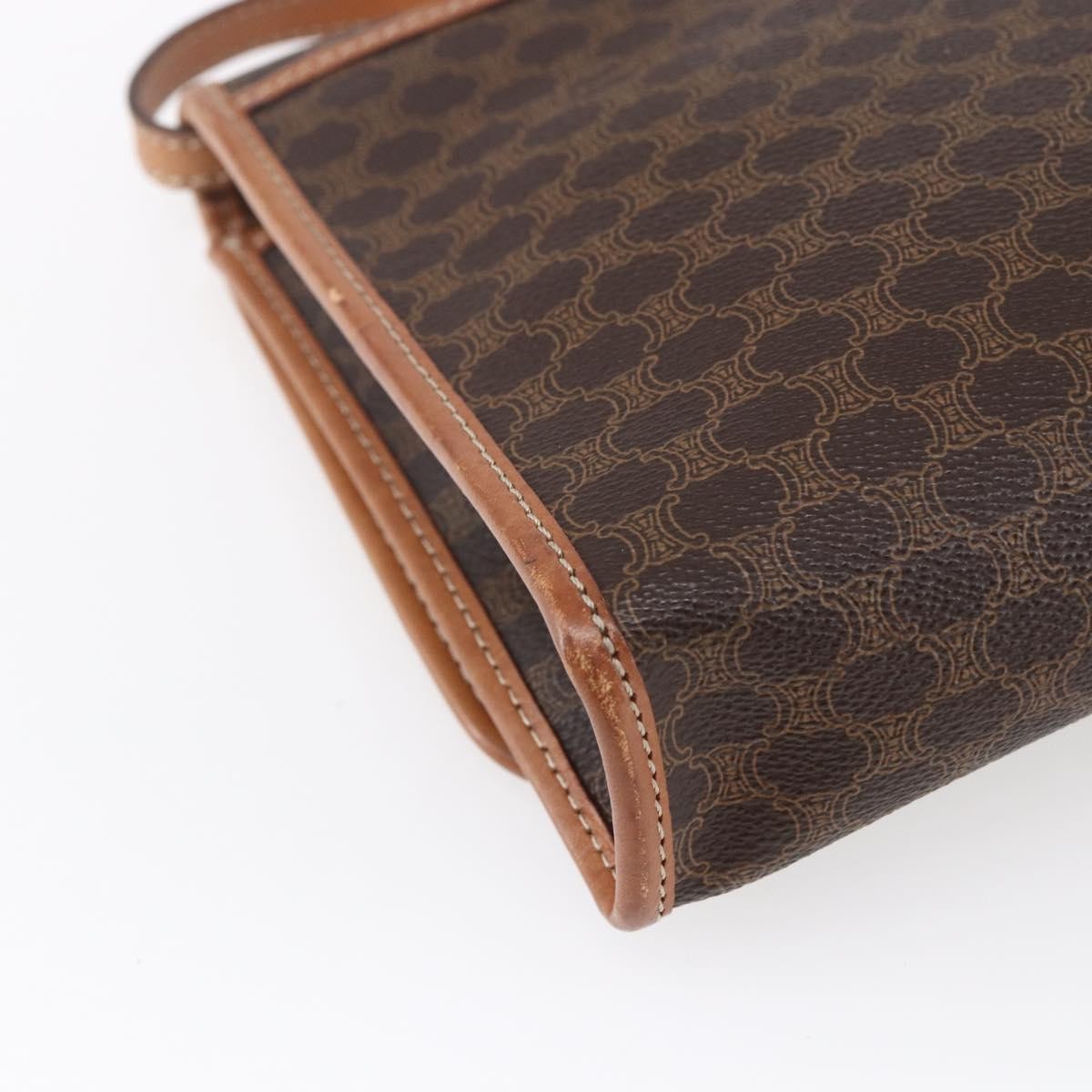 Celine Vintage Macadam Shoulder Bag Canvas and Leather, BROWN, PVC, Shoulder bag