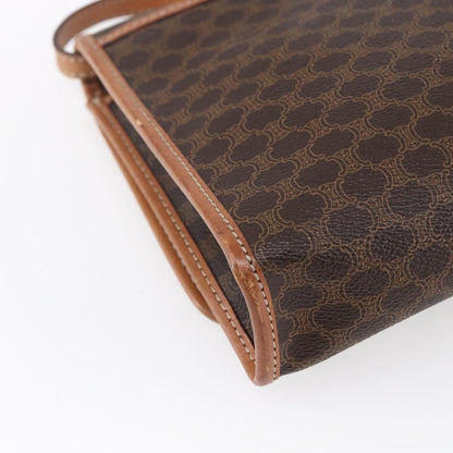 Celine Vintage Macadam Shoulder Bag Canvas and Leather, BROWN, PVC, Shoulder bag