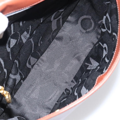 Salvatore Ferragamo Gancini Shoulder Bag Leather, BROWN, LEATHER, Shoulder bag