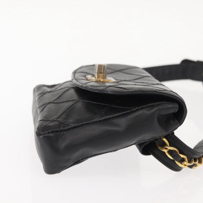 Chanel Vintage Flap Waist Bag Leather, BLACK, LEATHER, Clutche & pouche