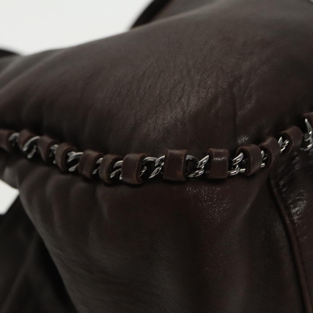 Chanel Vintage Chain Around Shoulder Bag Leather, BROWN, LEATHER, Shoulder bag