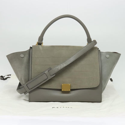 Celine Trapeze Bag Suede, GRAY, SUEDE, Handbag