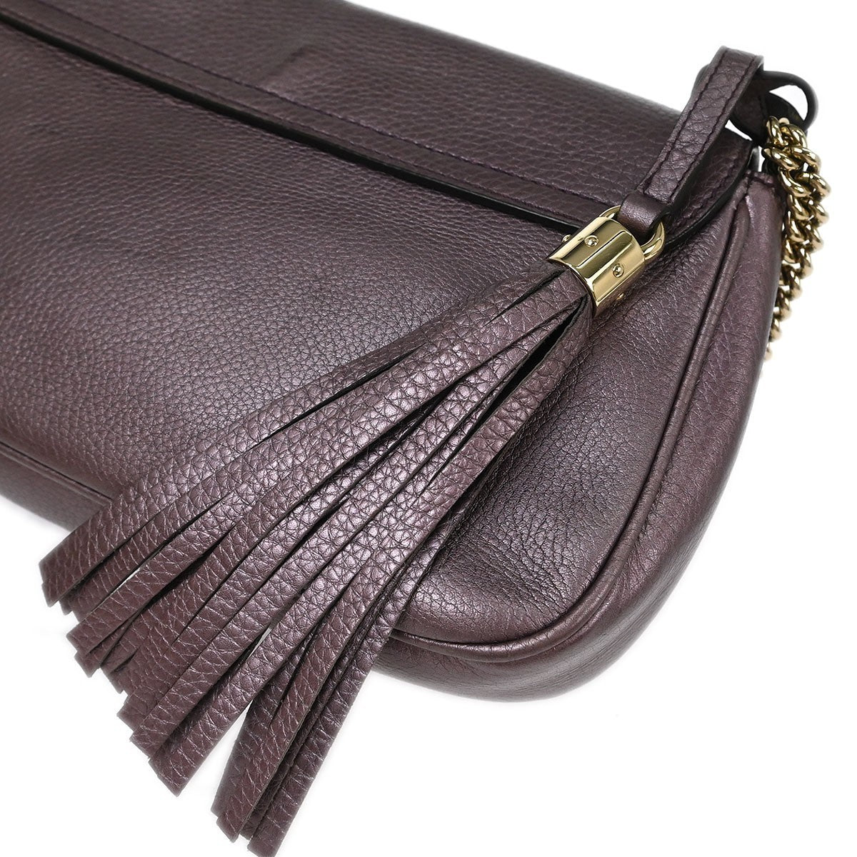 Gucci Soho Chain Crossbody Bag Leather, PURPLE, LEATHER, Shoulder bag