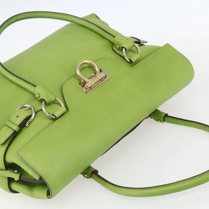 Salvatore Ferragamo Virna Satchel Leather, GREEN, LEATHER, Handbag
