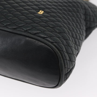 Bally Vintage Chain Shoulder Bag Quilted Leather, NAVY, LEATHER, Shoulder bag