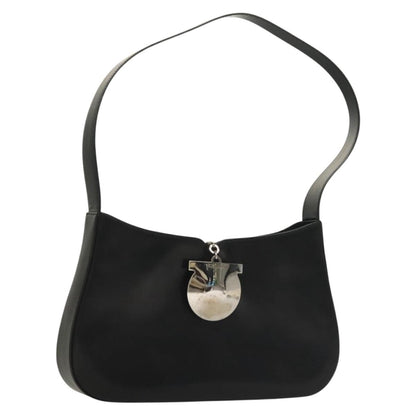 Salvatore Ferragamo Gancini Shoulder Bag Leather, BLACK, LEATHER, Shoulder bag