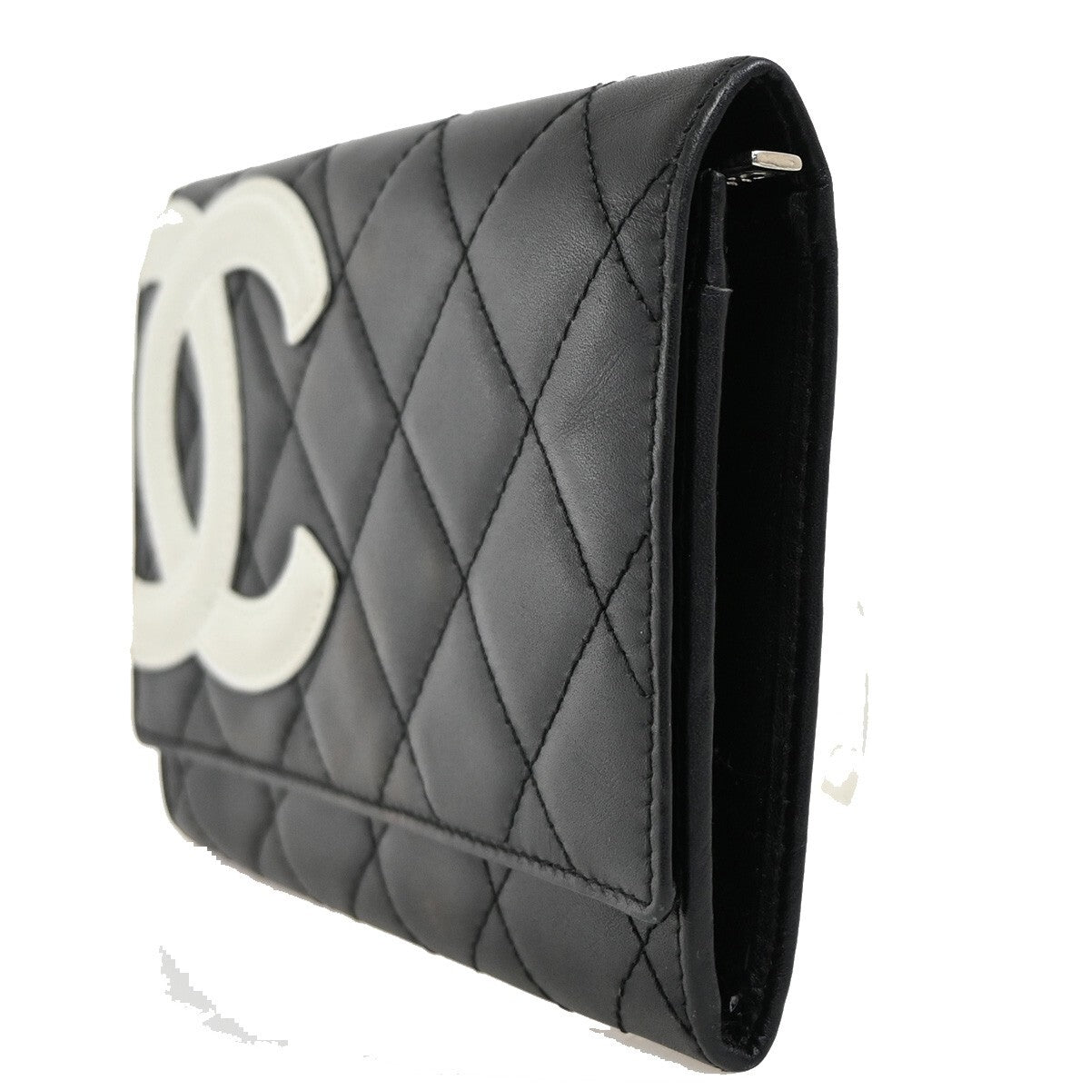 Chanel Cambon Bifold Wallet Quilted Lambskin, BLACK, LEATHER, Wallets