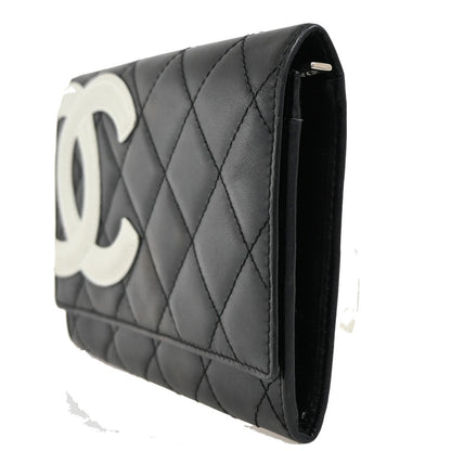 Chanel Cambon Bifold Wallet Quilted Lambskin, BLACK, LEATHER, Wallets